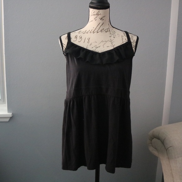 Plus Size Black Ruffle Tank Top - Picture 1 of 3